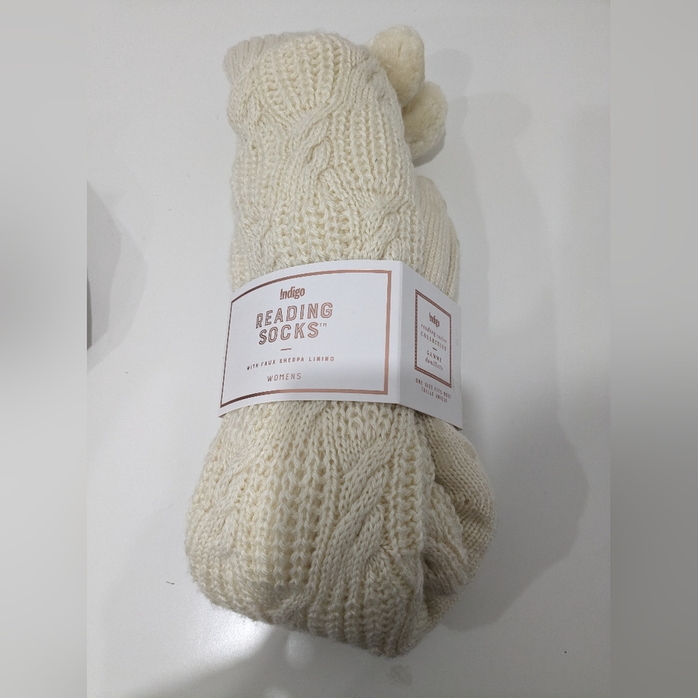 NWT - Indigo Thick Fur Lined Reading Socks